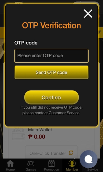 Step 2: Click on “Send OTP code”.